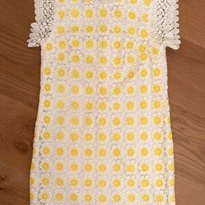 J. Crew Yellow Floral Lace Dress
